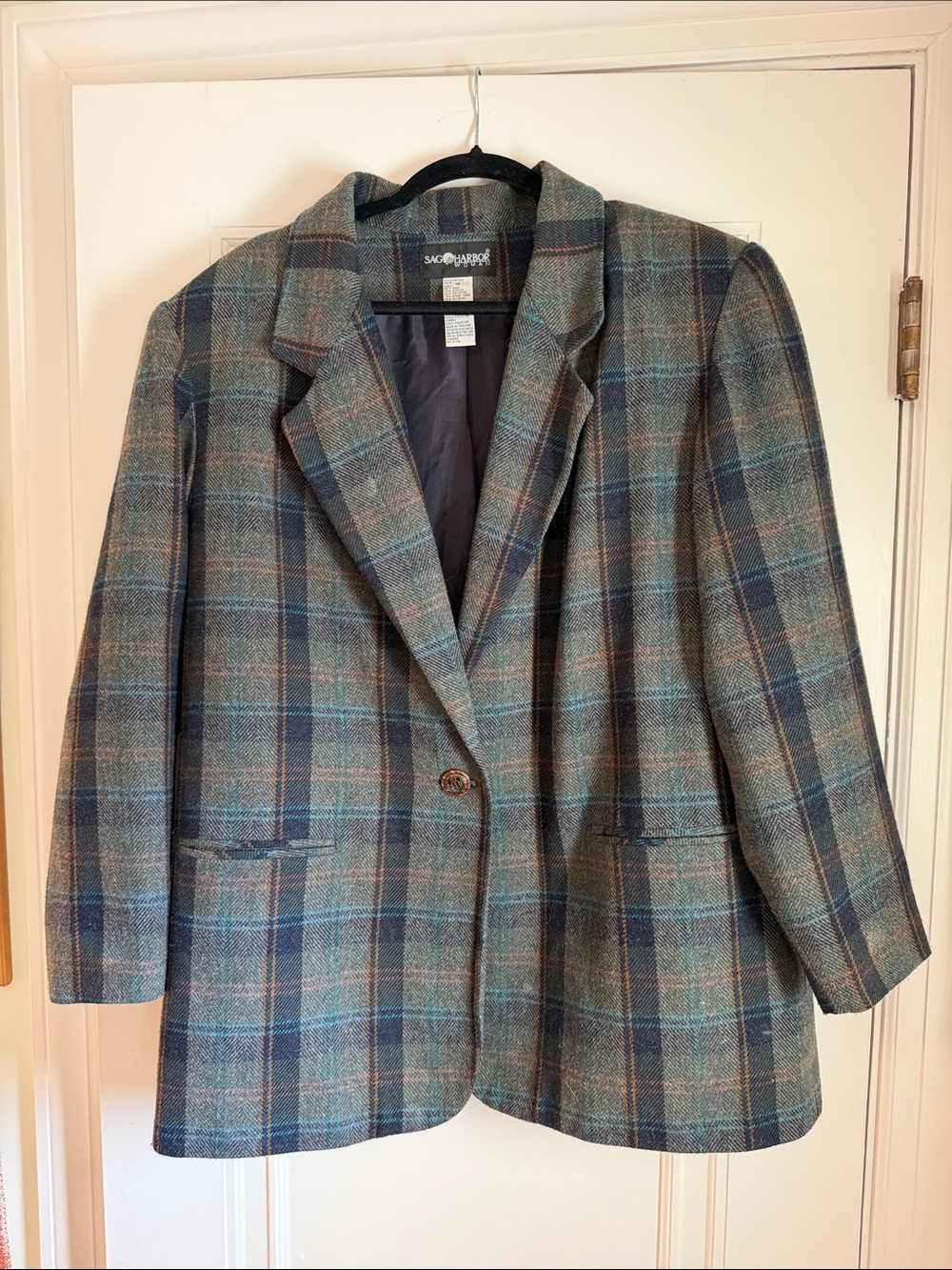 Sag Harbor Teal and Navy Plaid Blazer